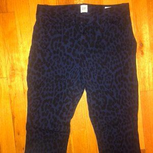 Gap Signature Skinny Ankle Pants Blue Cheetah